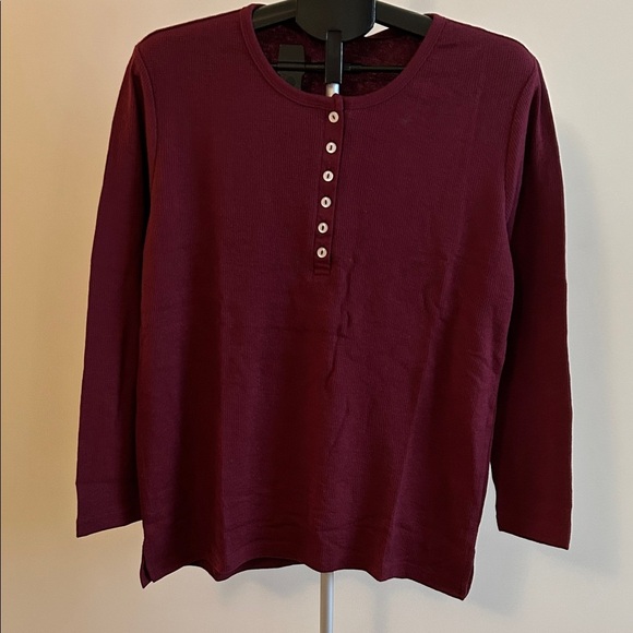 Tops - Metropolitan Burgundy Henley Top